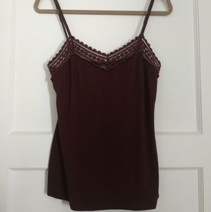 Trina Turk Lace Trim Cami in Merlot